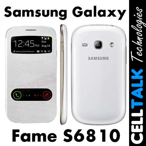 Slim Flip Leather Battery Back Cover Case For Samsung Galaxy Fame S6810 WHITE