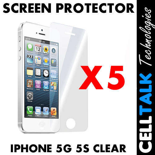 Pack of 5 X LCD Screen Guard Protector For Apple iPhone 5 5S CLEAR