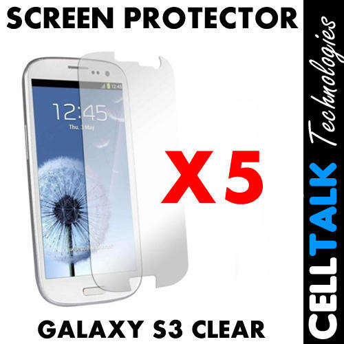 Pack of 5 X LCD Screen Guard Protector For Samsung Galaxy S3 CLEAR