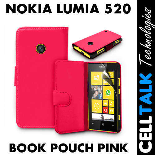 Flip Leather Case For Nokia Lumia 520 PINK