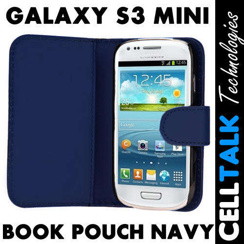 Flip Pouch Leather Case For Samsung Galaxy S3 Mini i8190 NAVY