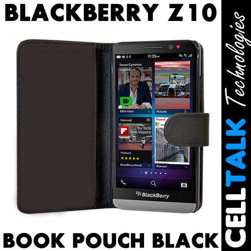 Flip Pouch Leather Case For Blackberry Z10 BLACK