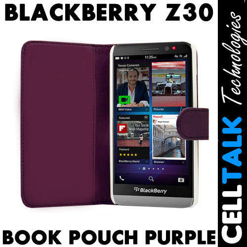 Flip Pouch Leather Case For Blackberry Z30 PURPLE