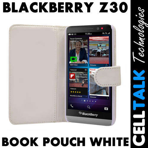 Flip Pouch Leather Case For Blackberry Z30 WHITE