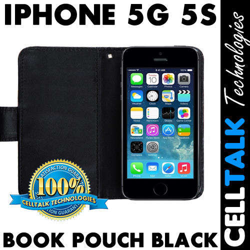 Flip Book Cover Leather Case For iPhone 5S 5S BLACK