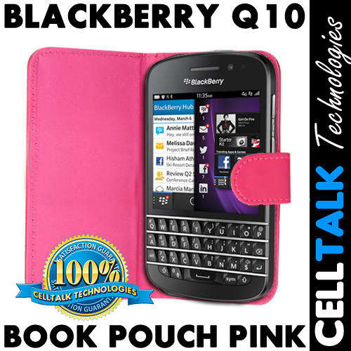 Flip Leather Book Case Pouch For Blackberry Q10 PINK