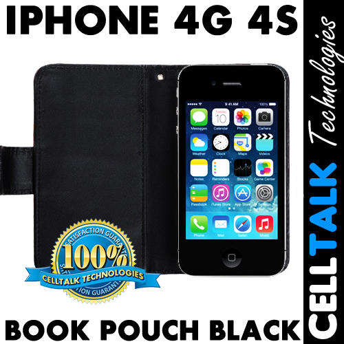 Flip Leather Case For iPhone 4G 4S BLACK