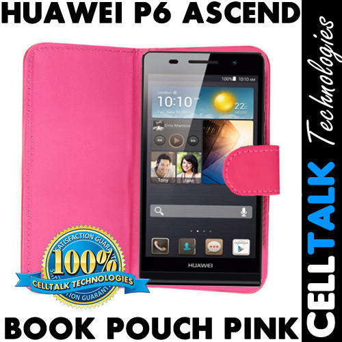 Flip Leather Book Case Pouch For Huawei P6 Ascend PINK