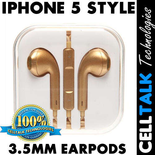 iPhone 5 Earphones Earpods iPhone Samsung Blackberry Compatible GOLD