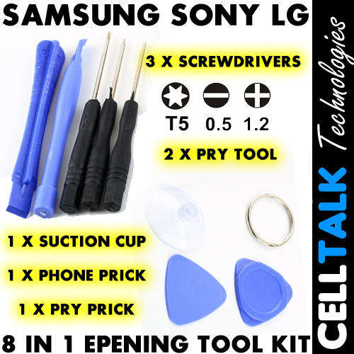 8 in 1 Opening Pry Tool Screwdriver Repair Kit For Samsung LG Sony