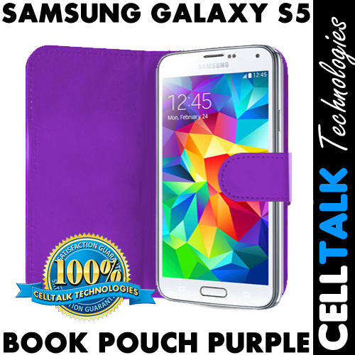 Flip Leather Book Case Pouch For Samsung Galaxy S5 G900 PURPLE