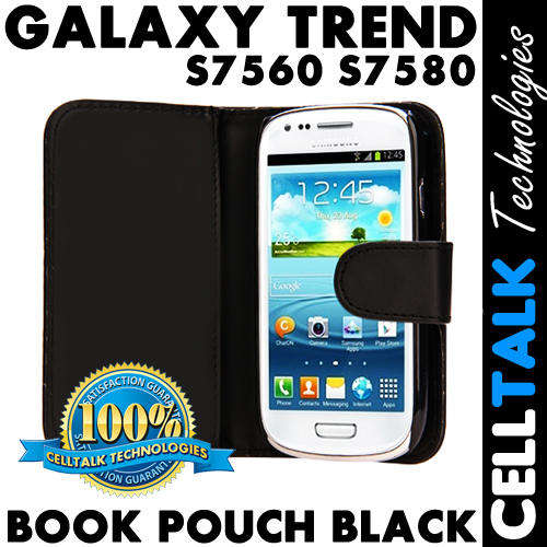 Flip Leather Book Case Pouch For Samsung Galaxy Trend S7560 S7580 BLACK