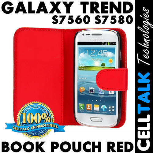 Flip Leather Book Case Pouch For Samsung Galaxy Trend S7560 S7580 RED