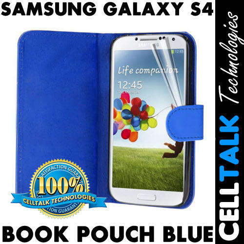 Flip Pouch Leather Case For Samsung Galaxy S4 i9500 BLUE