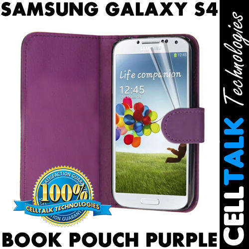 Flip Pouch Leather Case For Samsung Galaxy S4 i9500 PURPLE