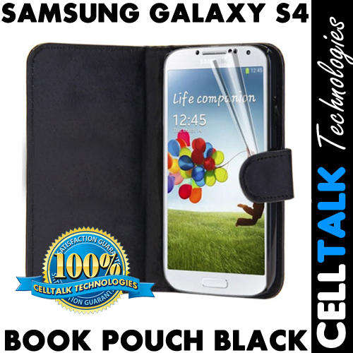 Flip Pouch Leather Case For Samsung Galaxy S4 i9500 BLACK