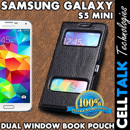 Samsung Galaxy S5 Mini Dual Window Magnetic Book Pouch G800 BLACK
