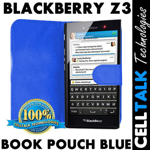 Flip Leather Book Case Pouch For Blackberry Z3 BLUE