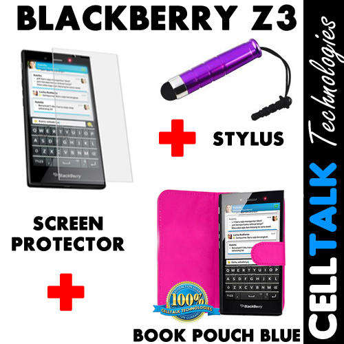 ** SPECIAL** Blackberry Z3 Flip Type Book Pouch PINK + Screen Protector + Stylus *SPECIAL*