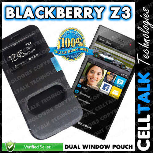 Blackberry Z3 Dual Window Magnetic Book Pouch BLACK