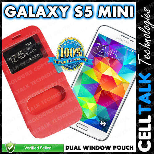 Samsung Galaxy S5 Mini Dual Window Magnetic Book Pouch G800 RED