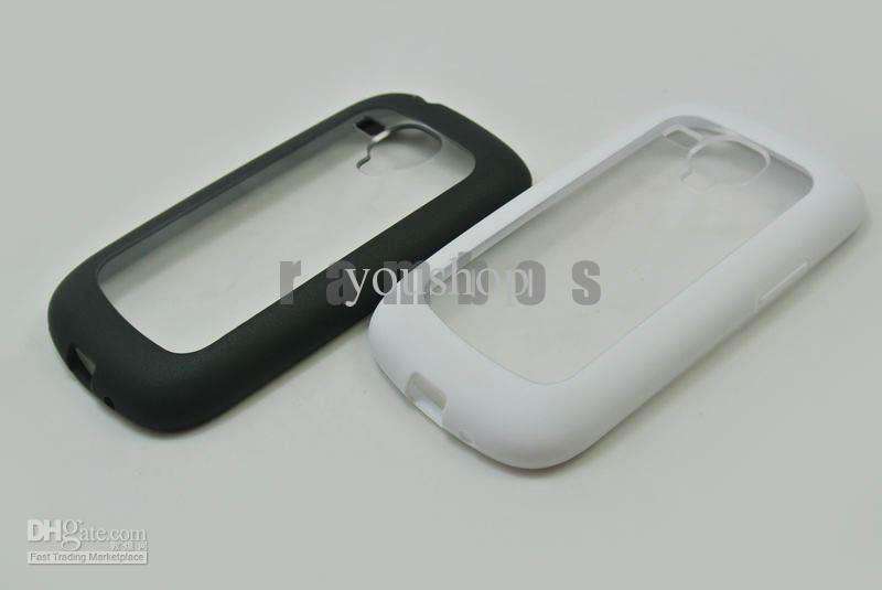 Transparent back Cover with Soft TPU Bumper for Samsung Galaxy S4 Mini BLACK + Free Screen Guard