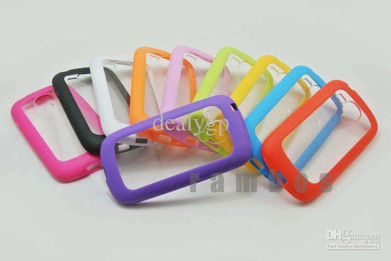 Transparent back Cover with Soft TPU Bumper for Samsung Galaxy S3 Mini PURPLE + Free Screen Guard