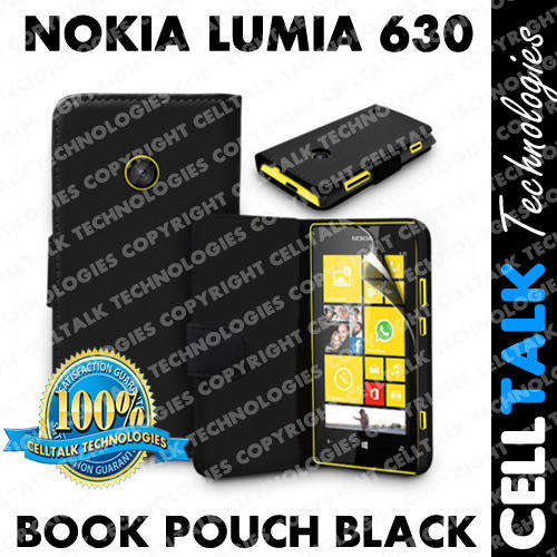 Flip Pouch Leather Case For Nokia Lumia L630 BLACK