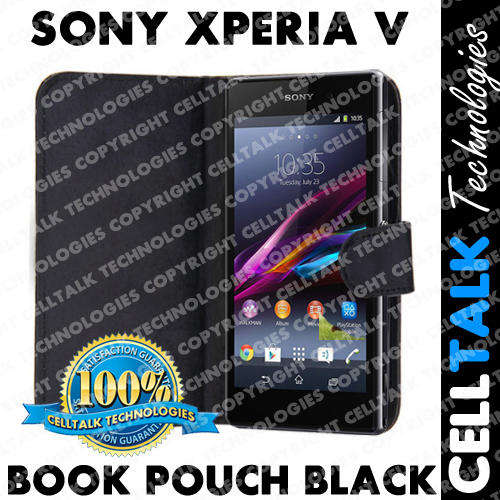 Flip Leather Book Case Pouch For Sony Xperia V BLACK