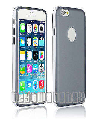 iPhone 6 PLUS TPU Soft Skin Back Covers With White Trim **Grey**