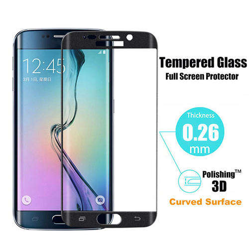 Samsung Galaxy S6 Edge CURVED Tempered Glass Screen - EDGE to EDGE Black