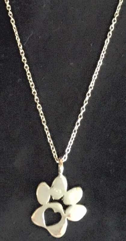 PIERCED HEART PAW NECKLACE WITH PENDANT - STERLING SILVER