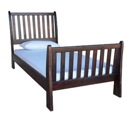 BUD SLEIGH BED (SINGLE) MAHOGANY/WHITE/OREGON
