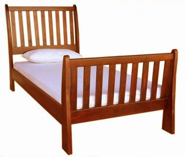 BUD SLEIGH BED (SINGLE) MAHOGANY/WHITE/OREGON