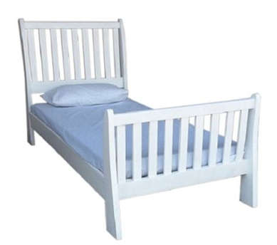 BUD SLEIGH BED (SINGLE) MAHOGANY/WHITE/OREGON