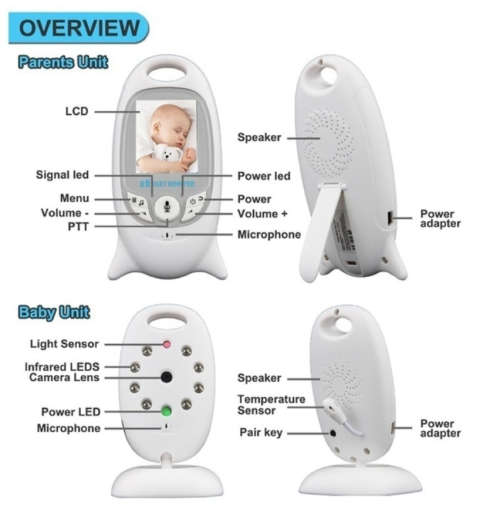 2.4 GHz LCD Wireless Digital Audio Video Security Baby Monitor 2 Way Talk Night Vision Alarm Sensor