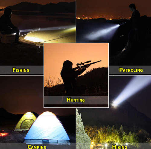 Super Bright Outdoor Handheld Portable USB Rechargeable Flashlight Torch Searchlight Multi-function