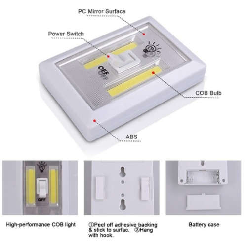 3W LED Switch Lights Wireless Cordless Under Cabinet Closet Kitchen Night Light