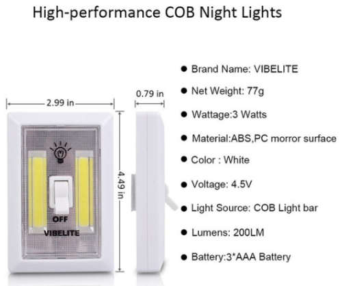 3W LED Switch Lights Wireless Cordless Under Cabinet Closet Kitchen Night Light