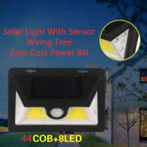 Solar Motion Sensor Wall Light 44COB Leds Plus 8 Leds