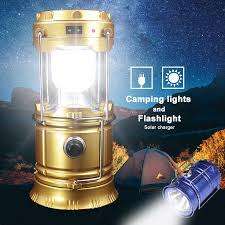 LED Camping Light Flashlight Solar Power Rechargeable - SMALL SIZE