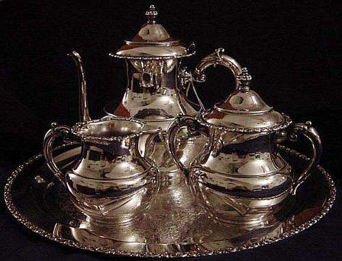 SILVER PLATED TEA/COFFEE SET WITH TRAY