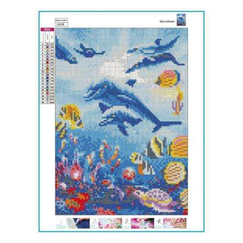 5D DIY FULL DRILL DIAMOND PAINTING BY NUMBER - DOLPHINS