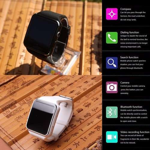 X6 Curved Screen Smart Watch - Black or White