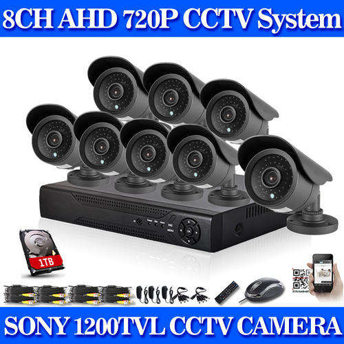 CCTV 8 Channel AHD 1TB Hard Drive Kit With Sony Cameras & Remote Cellphone Viewing