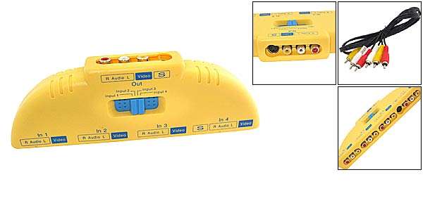 4 Port RCA AV DVD PS2 Audio Video Game Selector Switch (Av Splitter).