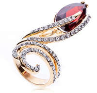 18K Rose Gold Filled Ruby Austrian Crystal Ring**In Stock**Size 8**Last of the Lot**