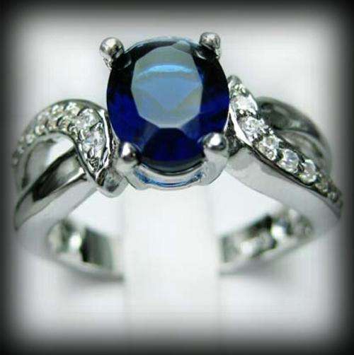 1.88ct Intense Blue Sapphire 14Kt White GF Ring**In Stock**