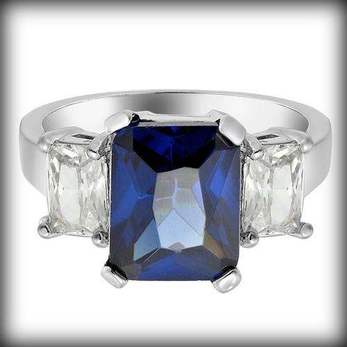 Blue Sapphire & Topaz Gemstone White Gold Ladies Ring**In Stock**