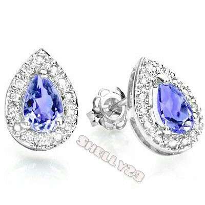 0.78 CARAT TW (30 PCS) GENUINE DIAMOND & GENUINE TANZANITE PLATINUM EARRINGS **In Stock**
